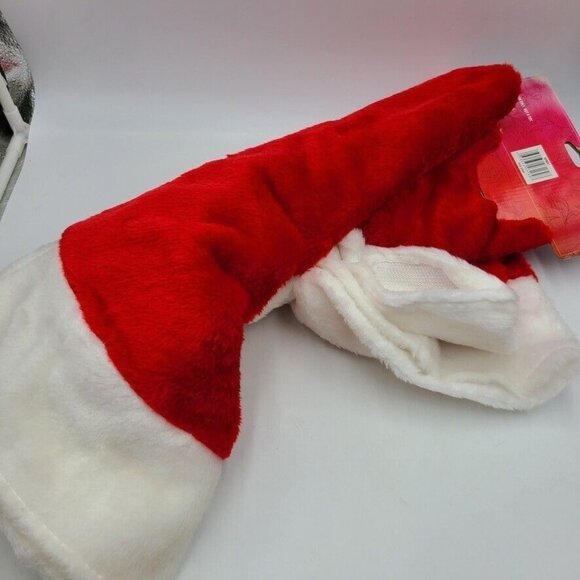 Vintage Christmas Tree Skirt Red White Trim Round Circle Plush Santa 48" New - Picture 2 of 4
